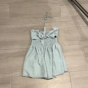 Superdown Light Blue Dress with Pink Floral Design